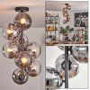Gastor Plafondlamp, Kogellampje 32 cm Chroom, Duidelijk, Rookkleurig, 8-lichts