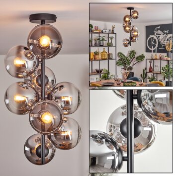 Gastor Plafondlamp, Kogellampje 32 cm Chroom, Duidelijk, Rookkleurig, 8-lichts