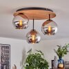 Koyoto Plafondlamp, Kogellampje Natuurlijke kleuren, Zwart, 3-lichts