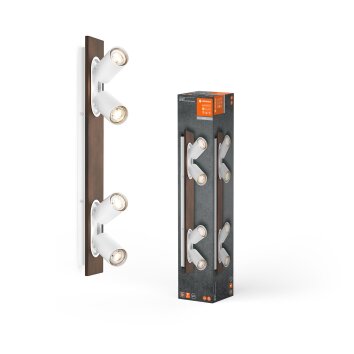 Ledvance Spot Plafondlamp LED houtlook, Wit, 4-lichts