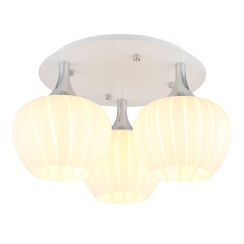 Globo Maxy Plafondlamp Chroom, Wit, 3-lichts