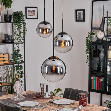 Gastor Hanglamp, Kogellampje Chroom, Rookkleurig, 3-lichts