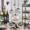 Koyoto Hanglamp, Kogellampje, Hanglamp Amber, Duidelijk, Rookkleurig, 4-lichts