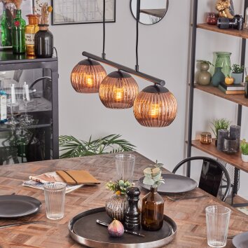 Koyoto Hanglamp, Kogellampje, Hanglamp Koperkleurig, 3-lichts