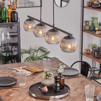 Koyoto Hanglamp, Kogellampje, Hanglamp Duidelijk, Rookkleurig, 4-lichts