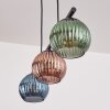 Koyoto Hanglamp, Kogellampje, Hanglamp Blauw, Groen, Koperkleurig, 3-lichts