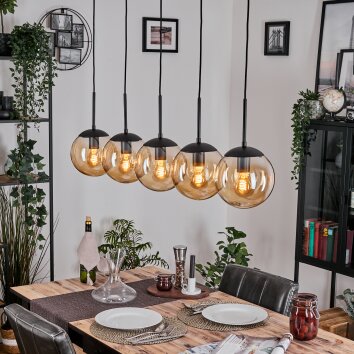 Gastor Hanglamp, Kogellampje, Hanglamp Amber, 5-lichts