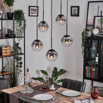 Gastor Hanglamp, Kogellampje, Hanglamp Duidelijk, Rookkleurig, 5-lichts