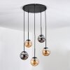 Gastor Hanglamp, Kogellampje, Hanglamp Amber, Rookkleurig, 5-lichts