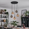 Gastor Hanglamp, Kogellampje, Hanglamp Amber, Rookkleurig, 5-lichts