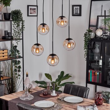 Gastor Hanglamp, Kogellampje, Hanglamp Amber, Duidelijk, 5-lichts