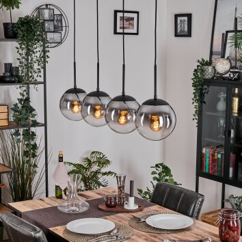 Gastor Hanglamp, Kogellampje, Hanglamp Duidelijk, Rookkleurig, 4-lichts