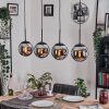 Gastor Hanglamp, Kogellampje, Hanglamp Chroom, Rookkleurig, 4-lichts
