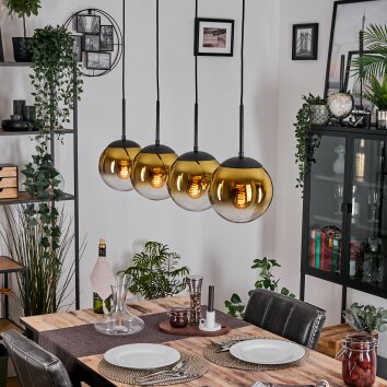 Gastor Hanglamp, Kogellampje, Hanglamp Goud, Duidelijk, 4-lichts