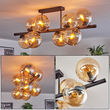 Gastor Plafondlamp, Kogellampje Amber, 8-lichts
