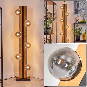 Chehalis Kogellampje, Staande lamp Natuurlijke kleuren, Zwart, 6-lichts