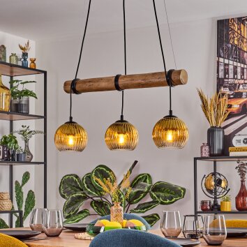 Koyoto Hanglamp, Kogellampje, Hanglamp Goud, Duidelijk, 3-lichts