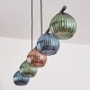 Koyoto Hanglamp, Kogellampje, Hanglamp Blauw, Groen, Koperkleurig, 5-lichts