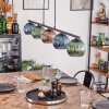 Koyoto Hanglamp, Kogellampje, Hanglamp Blauw, Groen, Koperkleurig, 5-lichts