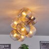 Koyoto Plafondlamp, Kogellampje Amber, Duidelijk, Rookkleurig, 8-lichts