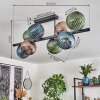 Koyoto Plafondlamp, Kogellampje Blauw, Groen, Koperkleurig, 8-lichts