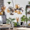 Koyoto Hanglamp, Kogellampje, Hanglamp Amber, Chroom, Rookkleurig, 8-lichts