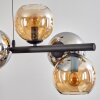 Koyoto Hanglamp, Kogellampje, Hanglamp Amber, Chroom, Rookkleurig, 8-lichts