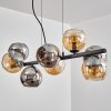 Koyoto Hanglamp, Kogellampje, Hanglamp Amber, Chroom, Rookkleurig, 8-lichts