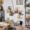 Koyoto Hanglamp, Kogellampje, Hanglamp Amber, Chroom, Rookkleurig, 8-lichts