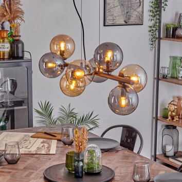 Gastor Hanglamp, Kogellampje, Hanglamp Amber, Rookkleurig, 8-lichts