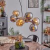 Koyoto Hanglamp, Kogellampje, Hanglamp Amber, Chroom, Rookkleurig, 8-lichts