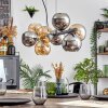 Koyoto Hanglamp, Kogellampje, Hanglamp Amber, Chroom, Rookkleurig, 8-lichts