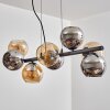 Koyoto Hanglamp, Kogellampje, Hanglamp Amber, Chroom, Rookkleurig, 8-lichts