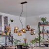 Koyoto Hanglamp, Kogellampje, Hanglamp Amber, Chroom, Rookkleurig, 8-lichts