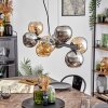 Koyoto Hanglamp, Kogellampje, Hanglamp Amber, Chroom, Rookkleurig, 8-lichts