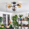 Gastor Plafondlamp, Kogellampje Amber, Rookkleurig, 3-lichts