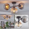 Koyoto Plafondlamp, Kogellampje Amber, Duidelijk, Rookkleurig, 3-lichts