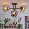 Koyoto Plafondlamp, Kogellampje Amber, Chroom, Rookkleurig, 3-lichts