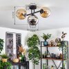 Koyoto Plafondlamp, Kogellampje Amber, Chroom, Rookkleurig, 3-lichts