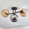 Koyoto Plafondlamp, Kogellampje Amber, Chroom, Rookkleurig, 3-lichts