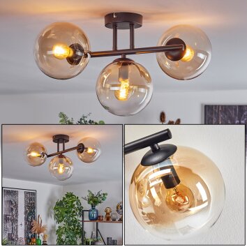 Gastor Plafondlamp, Kogellampje Amber, Duidelijk, 3-lichts