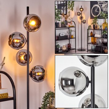 Koyoto Staande lamp 31 cm Chroom, Rookkleurig, 4-lichts