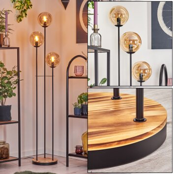 Gastor Staande lamp 30 cm Hout licht, Zwart, 3-lichts