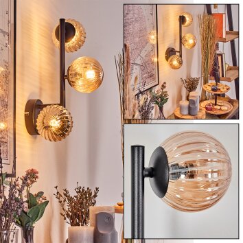 Chehalis Kogellampje, Wandlamp Amber, 3-lichts