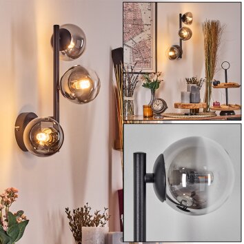 Chehalis Kogellampje, Wandlamp 23 cm Chroom, Duidelijk, Rookkleurig, 3-lichts