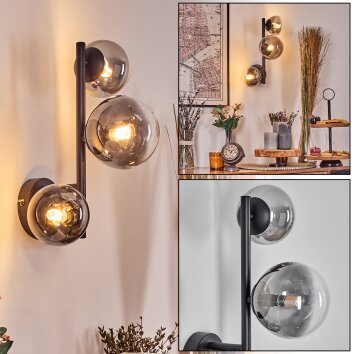 Chehalis Kogellampje, Wandlamp 23 cm Chroom, Duidelijk, Rookkleurig, 3-lichts