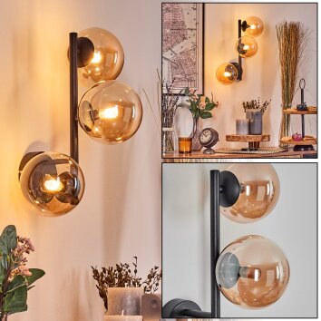 Chehalis Kogellampje, Wandlamp Amber, 3-lichts