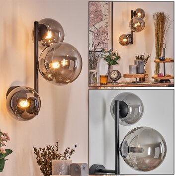 Chehalis Kogellampje, Wandlamp 23 cm Rookkleurig, 3-lichts
