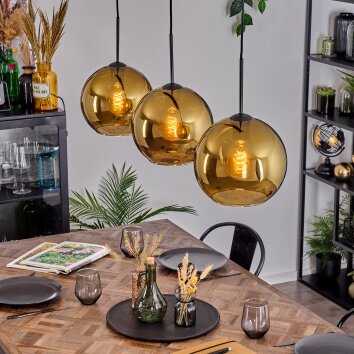 Koyoto Hanglamp, Kogellampje, Hanglamp Zwart, 3-lichts