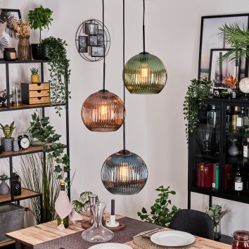 Koyoto Hanglamp, Kogellampje, Hanglamp Zwart, 3-lichts